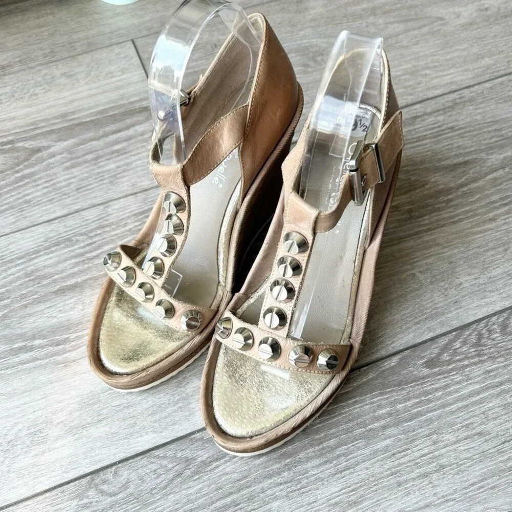 Stelle Monelle Studded T Strap Wedge Heel Sandal Made in Italy
